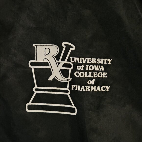 VTG University Of Iowa College Of Pharmacy Anorak Jacket Black Nylon Sz XL Hood - Picture 2 of 10